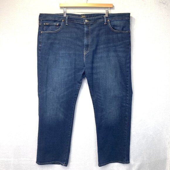 Polo Ralph Lauren Hampton Relaxed Straight Jeans Mens 48x30 Dark Wash Stretch - Picture 1 of 16